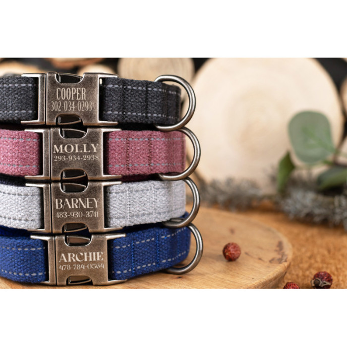 Ошейник для собак Bronzedog Сotton Silver Antiq Черри XS 18-28 см