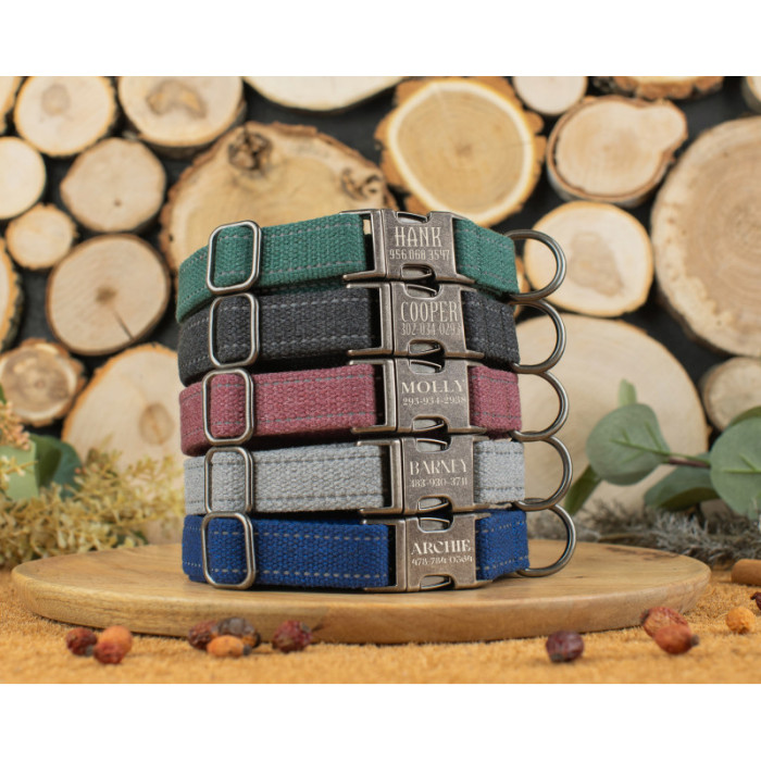 Ошейник для собак Bronzedog Сotton Silver Antiq Черри XS 18-28 см