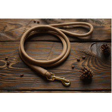 Поводок для собак BronzeDog Crazy кожаный круглый золото Бежевый, S: 153 см, 9 мм