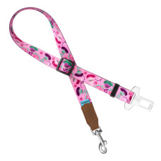 Автомобильный Ремень Безопасности для Собак Barksi Нейлоновый Принтованный Цветы Розовый, S, 46-80 см