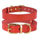 Кожаный ошейник для собак с литой латунной фурнитурой, красный L 38-48 см