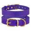 Шкіряний нашийник для собак з литою латунною фурнітурою, фіолетовий XS 23-30 см