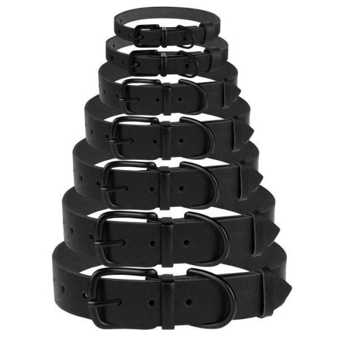 Кожаный ошейник для собак с металлической фурнитурой, черный 2XL 48 - 66 см