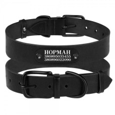 Кожаный ошейник для собак с металлической фурнитурой, черный 2XS  19 - 26,5 см
