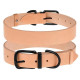 Кожаный ошейник для собак с металлической фурнитурой, персиковый 2XL 48 - 66 см