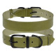 Кожаный ошейник для собак с металлической фурнитурой, оливковый 2XS  19 - 26,5 см