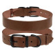 Кожаный ошейник для собак с металлической фурнитурой, коричневый 2XS  19 - 26,5 см