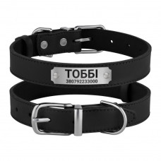 Нашийник для Собак Шкіряний Classic з Хромованою Фурнітурою Чорний XS 23-30 см