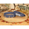 Ошейник для собак кожаный с хромированной фурнитурой Classic Темно-Синий, S 28-36 см