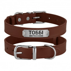 Ошейник для Собак Кожаный BronzeDog Classic с Хромированной Фурнитурой Коричневый 2XS 18-25 см
