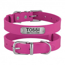 Ошейник для Собак Кожаный BronzeDog Classic с Хромированной Фурнитурой Розовый XL 43-56 см