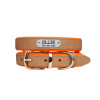 Ошейник для собак кожаный BronzeDog подклеенный Бежевый хром Оранжевый S 28-36 см
