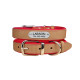 Ошейник для собак кожаный BronzeDog подклеенный Бежевый хром Розовый M 33-43 см