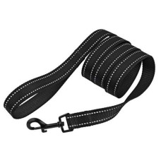 Поводок капроновый светоотражающий, дл.152см, чёрный 