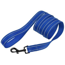 Поводок капроновый светоотражающий, дл.152см, синий 