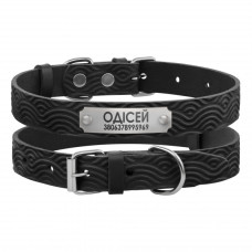 Ошейник для Собак Кожаный BronzeDog Classic с тиснением Черный 2XS 18-25 см