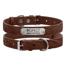 Ошейник для Собак Кожаный BronzeDog Classic с тиснением Коричневый 2XS 18-25 см