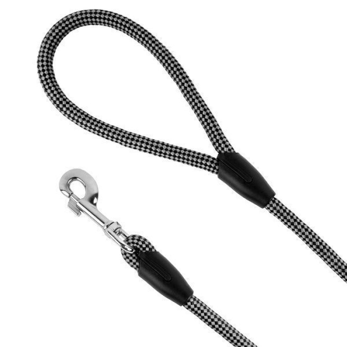 Поводок для собак Bronzedog Active из альпинистского шнура 183 см, Черно-Серый 