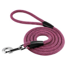 Поводок для собак Bronzedog Active из альпинистского шнура 183 см, Черно-Розовый 