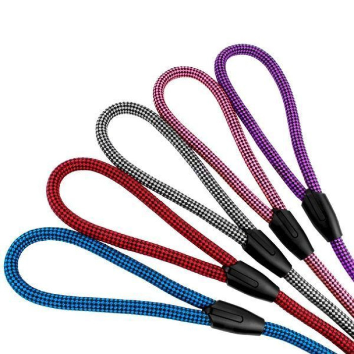 Поводок для собак Bronzedog Active из альпинистского шнура 183 см, Черно-Красный 