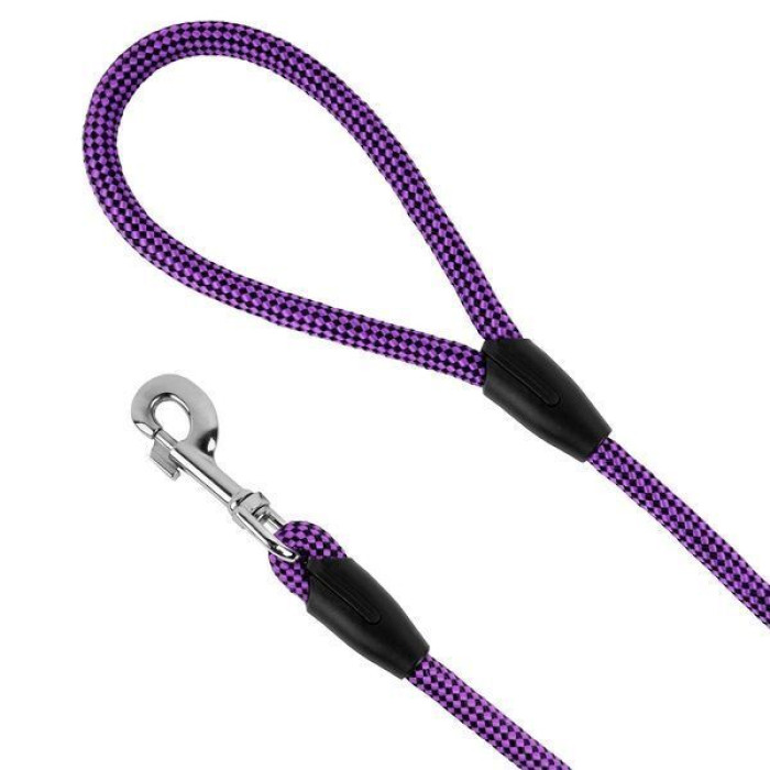 Поводок для собак Bronzedog Active из альпинистского шнура 183 см, Черно-Фиолетовый 