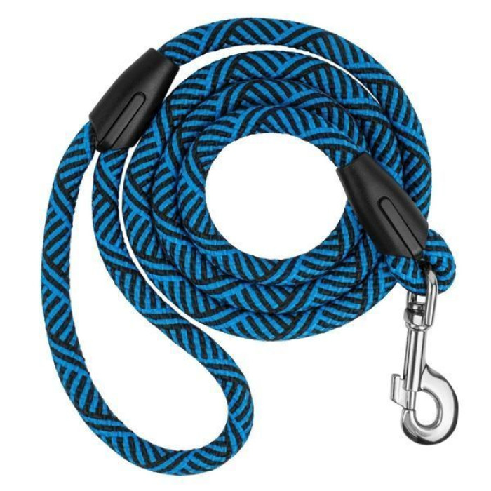 Поводок для собак Bronzedog Active из альпинистского шнура 152 см, Черно-Синий 2