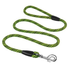 Поводок для собак Bronzedog Active из альпинистского шнура 152 см, Черно-Салатовый 