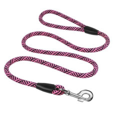 Поводок для собак Bronzedog Active из альпинистского шнура 152 см, Черно-Розовый 1,6