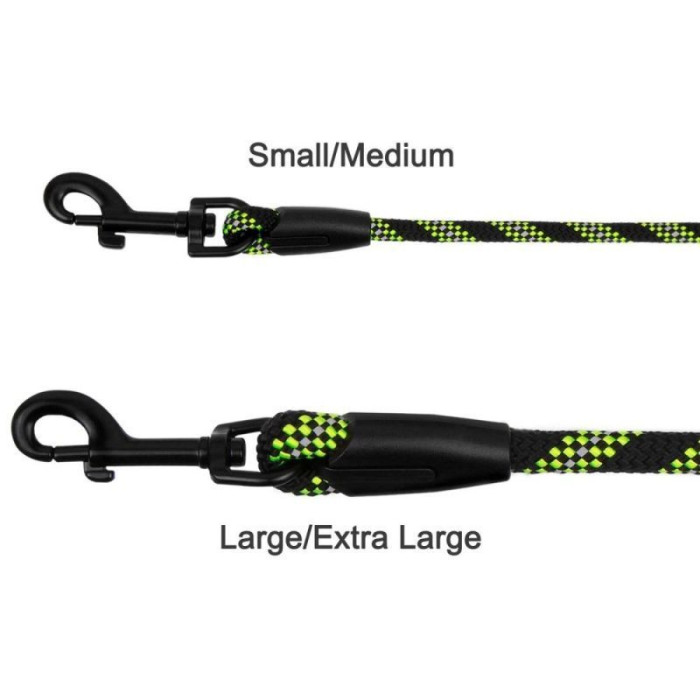 Повідець для собак Active зі шнура світловідбивний, чорно-зелений, 183 см S/M