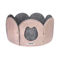 Лежак для тварин Barksi "Котик" Круглий, Бежево-Сірий, S - 40 х 19 см