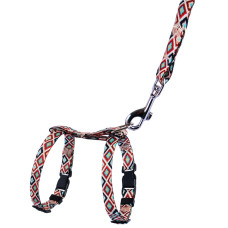 Шлея з повідцем для котів та дрібних собак Urban Гуцульська, Коричнева 2XS