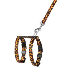 Шлея с поводком для кошек и мелких собак BronzeDog Urban Леопард Классическая 2XS