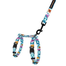 Шлея с поводком для котов и мелких собак BronzeDog Urban Folk, Белая 2XS