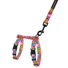 Шлея с поводком для котов и мелких собак BronzeDog Urban Folk, Коралловая 2XS