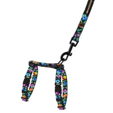 Шлея з повідцем для котів та дрібних собак Urban Folk, Чорна 2XS