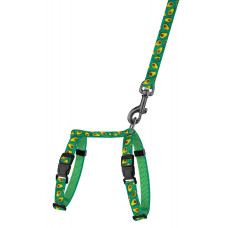 Шлея с поводком для кошек и мелких собак BronzeDog Urban Fruits Авокадо 2XS 15-25 см