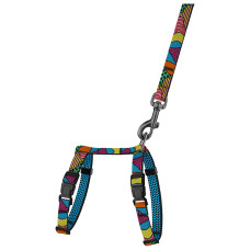 Шлея с поводком для кошек и мелких собак BronzeDog Urban Art Поли 2XS 15-25 см