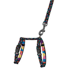 Шлея с поводком для кошек и мелких собак BronzeDog Urban Art Бульки 2XS 15-25 см