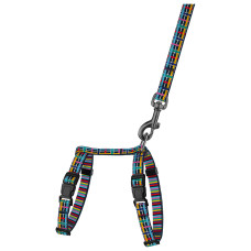 Шлея с поводком для кошек и мелких собак BronzeDog Urban Art Клетка 2XS 15-25 см