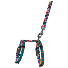 Шлея з повідцем для котів та дрібних собак Urban Art Печворк 2XS 15-25 см