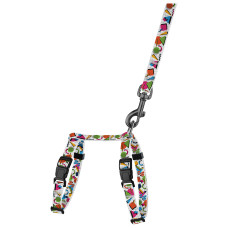 Шлея с поводком для кошек и мелких собак BronzeDog Urban Art Геометрия 2XS 15-25 см