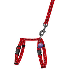 Шлея с Поводком для Кошек и Мелких Собак Barksi Urban с QR-адресником Вышиванка Красная 2XS 15-25 см
