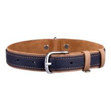 Ошейник для собак кожаный BronzeDog Crazy подклеенный Синий M 33-43 см