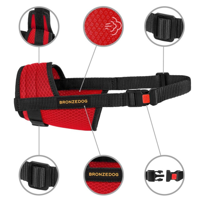 Намордник для Собак Mesh дихаючий регульований 3D сітка Червоний M 27-33 см