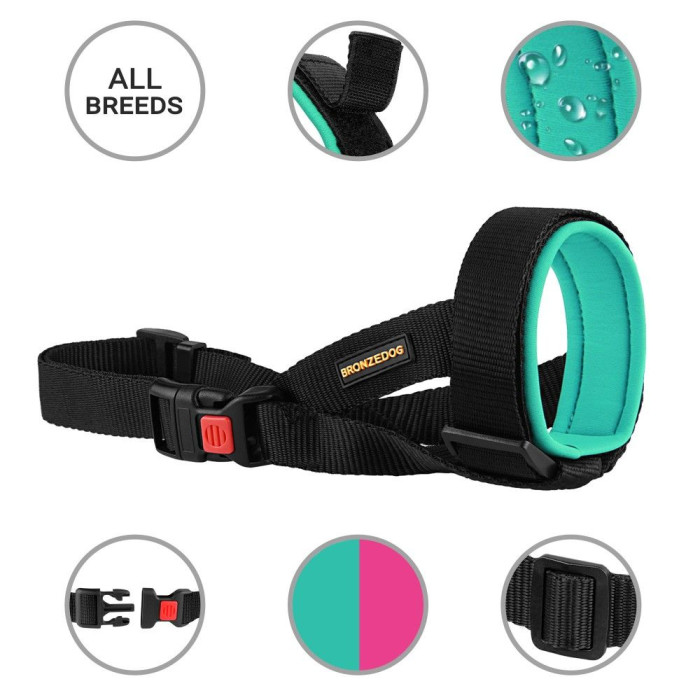 Намордник для собак універсальний неопреновий бірюзовий L