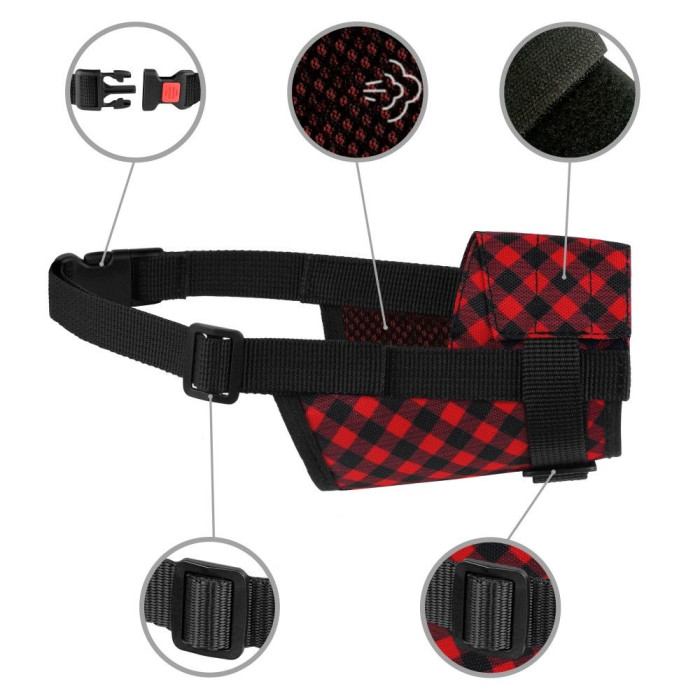 Намордник для собак Bronzedog нейлоновый регулируемый Красный M