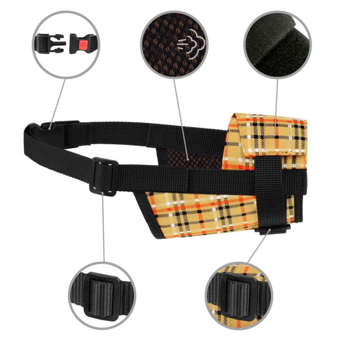 Намордник для собак нейлоновий регульований Жовтий L