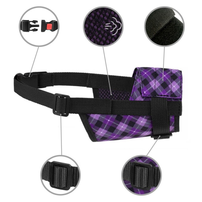 Намордник для собак Bronzedog нейлоновый регулируемый Фиолетовый S