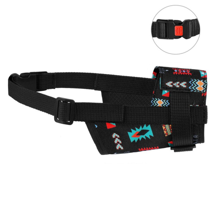 Намордник для собак Bronzedog нейлоновый регулируемый Ацтеки M