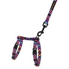 Шлея с поводком для котов и мелких собак BronzeDog Urban, Гуцульская Фиолетовая 2XS